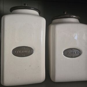 Vintage Cream Flour and Sugar Canisters